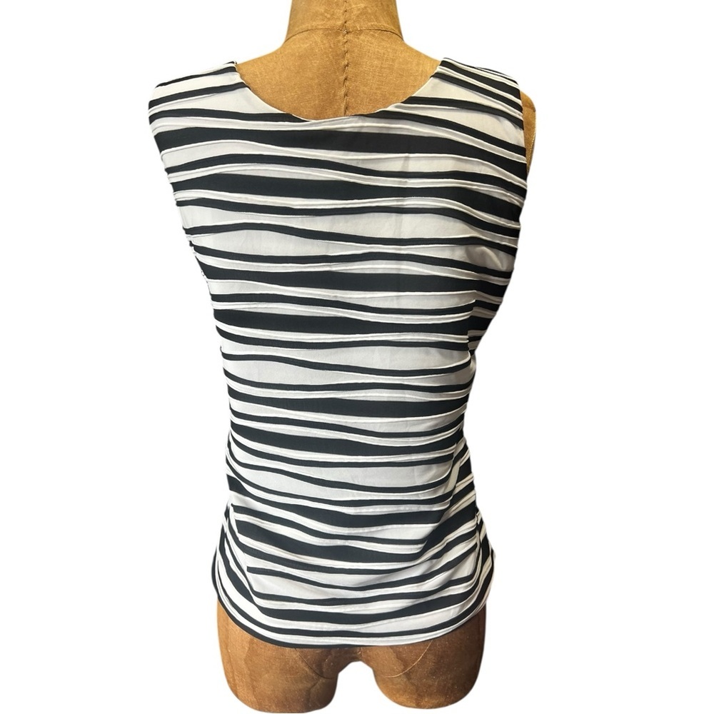 White House Black Market Black & White Striped V-Neck Tank Top - Picture 4 of 12